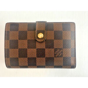 Louis Vuitton Damier Ebene Kiss Lock Small Bi-fold Wallet Authentic